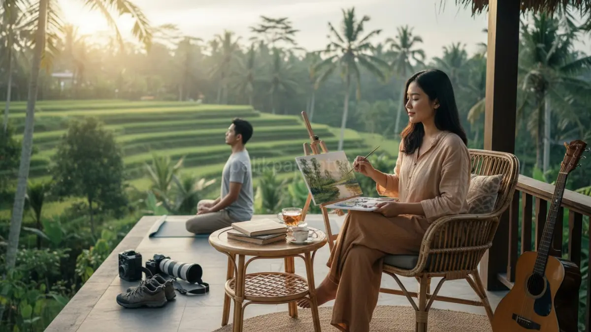 Tren hobbycation 2026 menghadirkan liburan santai untuk menenangkan pikiran sambil menikmati hobi favorit pribadi.(BTV/AI) 
