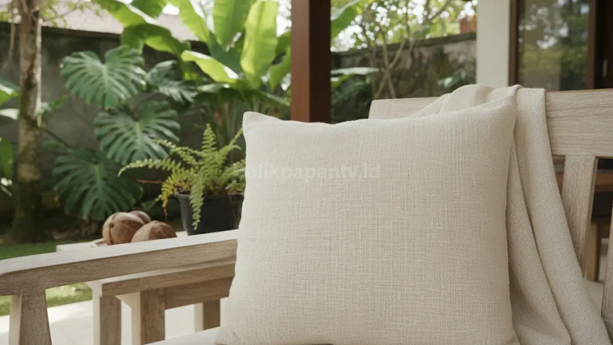 Hemp fabric kuat, hemat air, dan banyak digunakan pada interior rumah tropis modern bergaya ramah lingkungan. (BTV/AI)