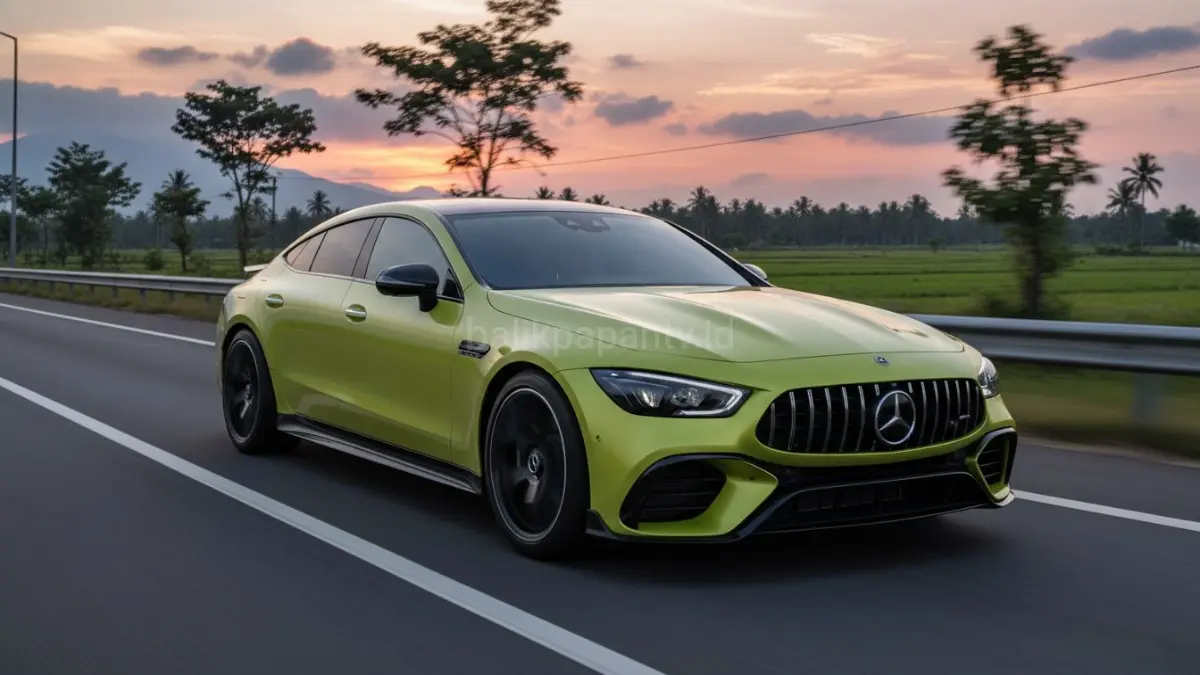 Mercedes-AMG GT 4-Door hadir sebagai hypercar listrik praktis dengan performa tinggi dan desain futuristis modern.(BTV/AI) 
