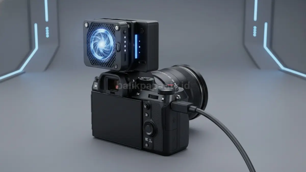 Ulanzi Cooling Fan C01 dipasang ke kamera mirrorless untuk mengurangi suhu saat rekaman video panjang (BTV/Ai)