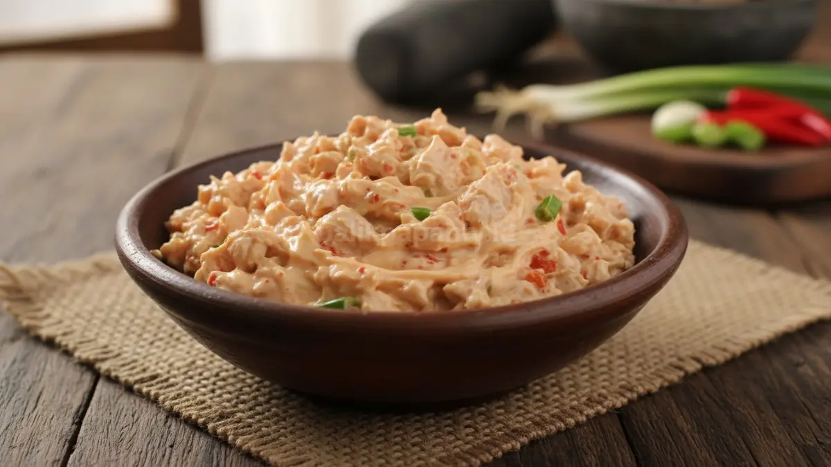Campurkan tuna, kimchi cincang, mayones, dan air kimchi hingga teksturnya creamy dan merata. (BTV/AI)