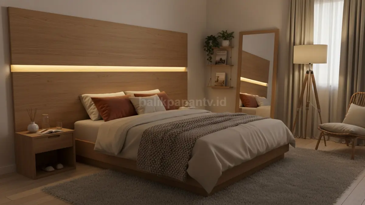 Kamar aesthetic ala Pinterest 2026 dengan lampu warm LED dan dekorasi minimalis cozy (BTV/Ai)