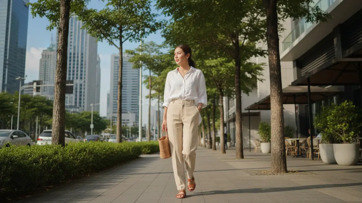 Loose tailored tampil rapi dengan potongan presisi, nyaman dipakai harian tanpa kesan berlebihan modern. (BTV/AI) 
