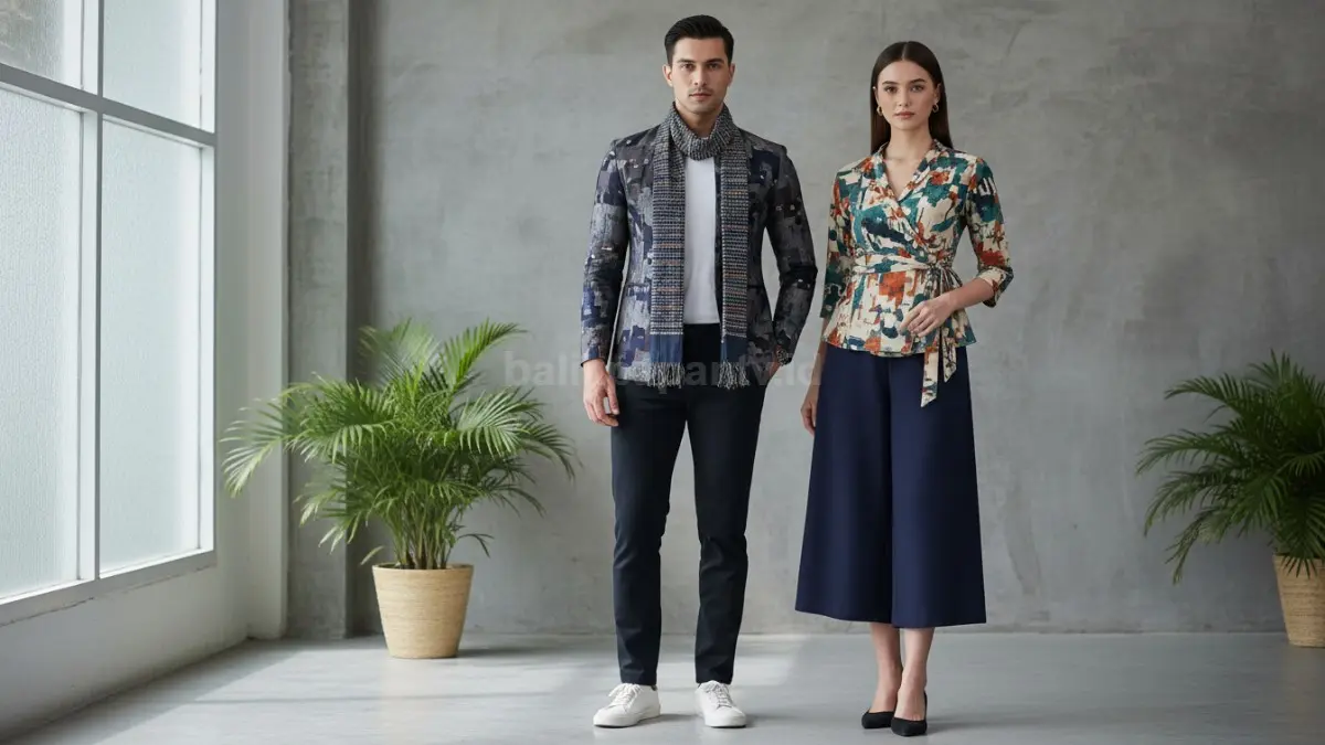 Model fashion baju batik modern dipadukan dengan gaya formal dan kasual yang tampil rapi dan kekinian.