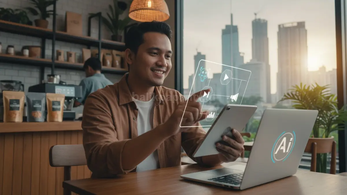 Pemilik usaha kecil kini mengandalkan AI untuk mengatur operasional bisnis sekaligus mempercepat pembuatan konten digital. (BTV/AI)