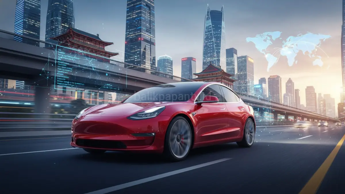 Tesla meluncurkan Full Self-Driving di China, memicu persaingan baru teknologi mobil otonom global.(BTV/AI) 
