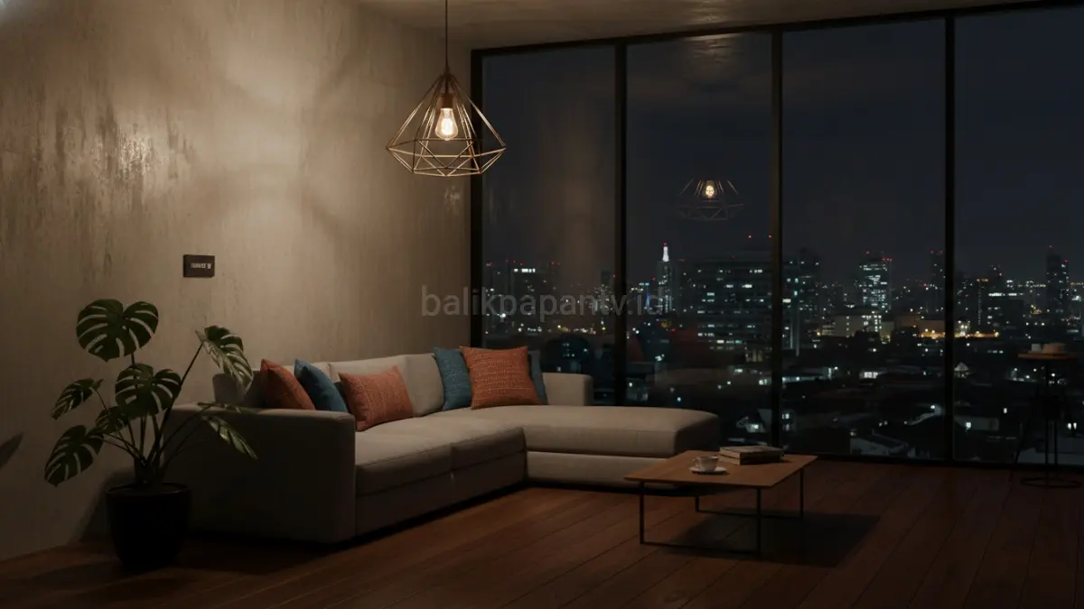 Dimmer lamp membantu mengatur suasana sehingga cahaya kaca tampil lebih hangat dan menenangkan saat malam.(BTV/AI) 