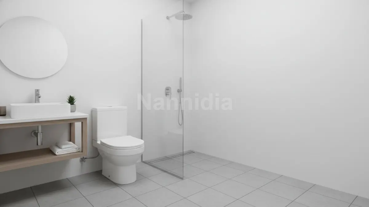 Kloset short projection, desain ringkas hemat ruang, ideal untuk kamar mandi mungil modern minimalis.