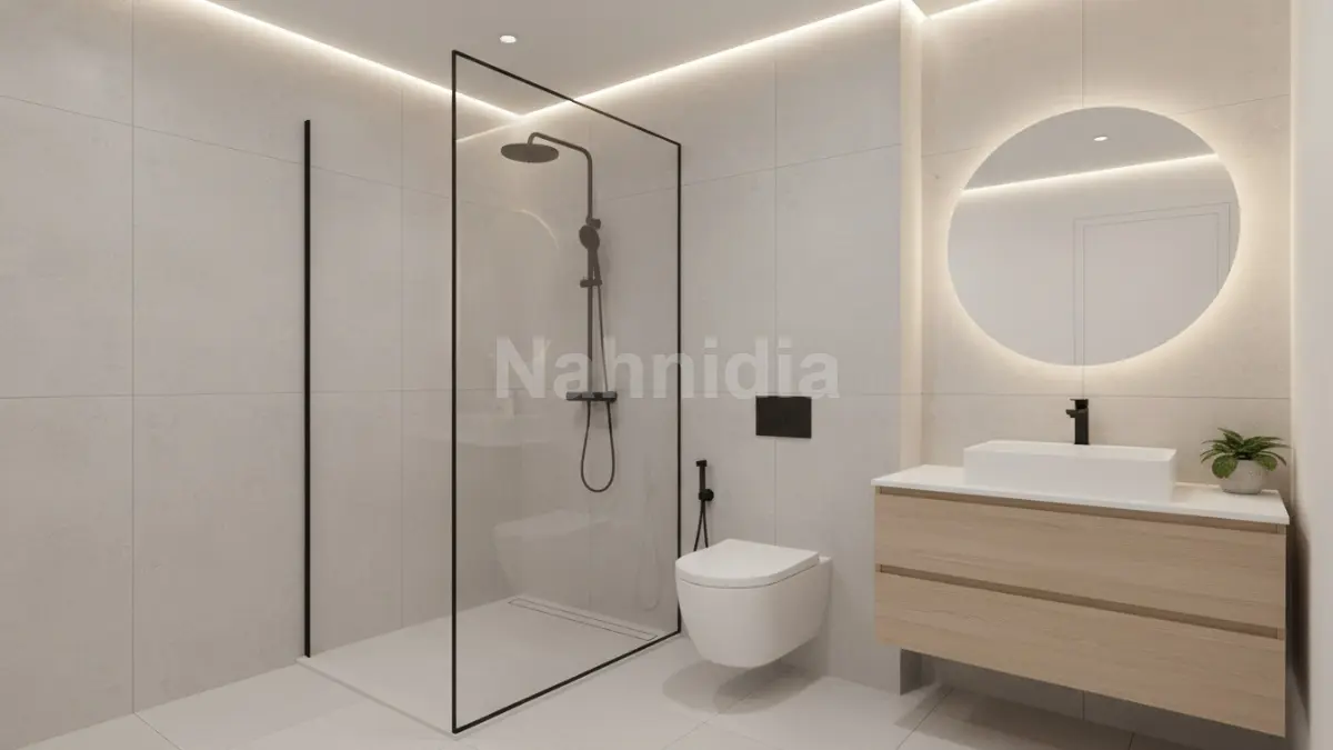 Kloset wall hung modern, desain menggantung hemat ruang, tampil minimalis elegan dengan tangki tersembunyi rapi.