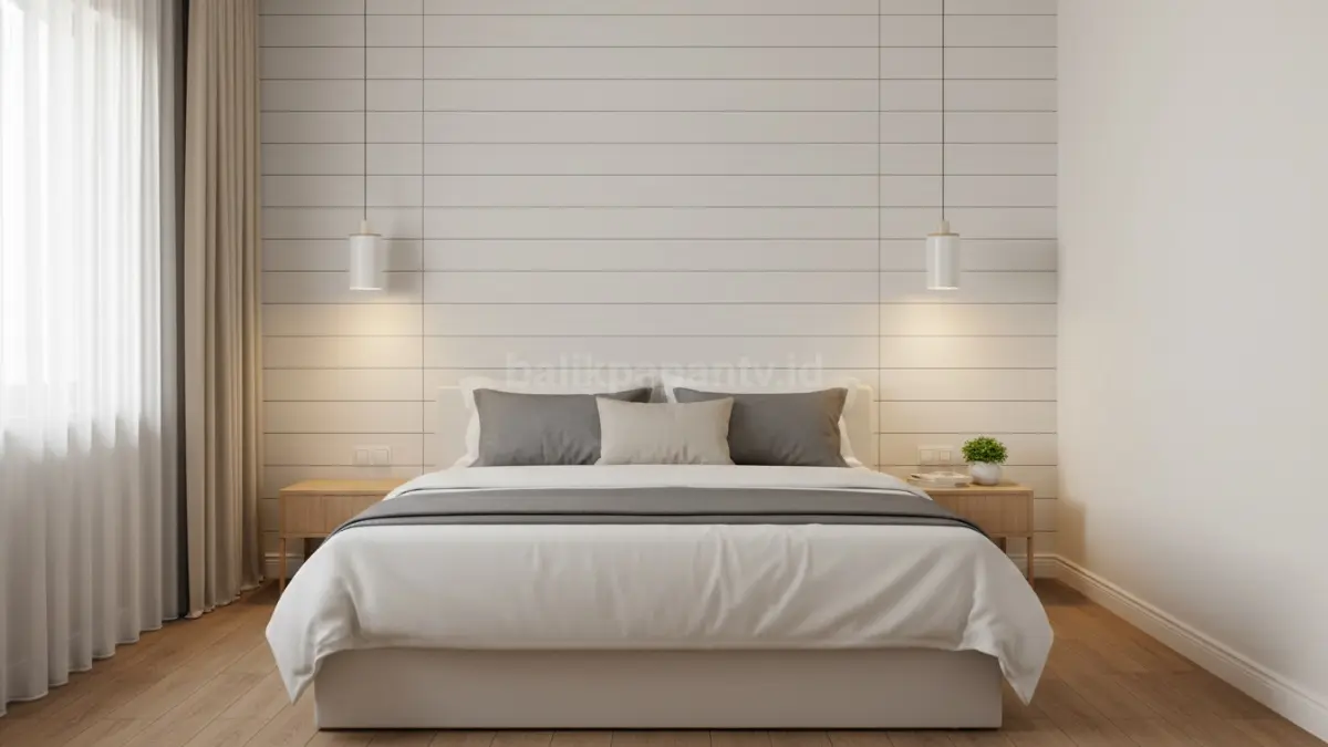 Kombinasi lampu warm white dan wall panel PVC untuk kamar estetik 2026