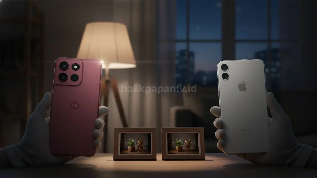 Perbandingan kamera ultra-wide Motorola G86 Power dan iPhone 11 Pro di ruangan minim cahaya. (BTV/Ai)
