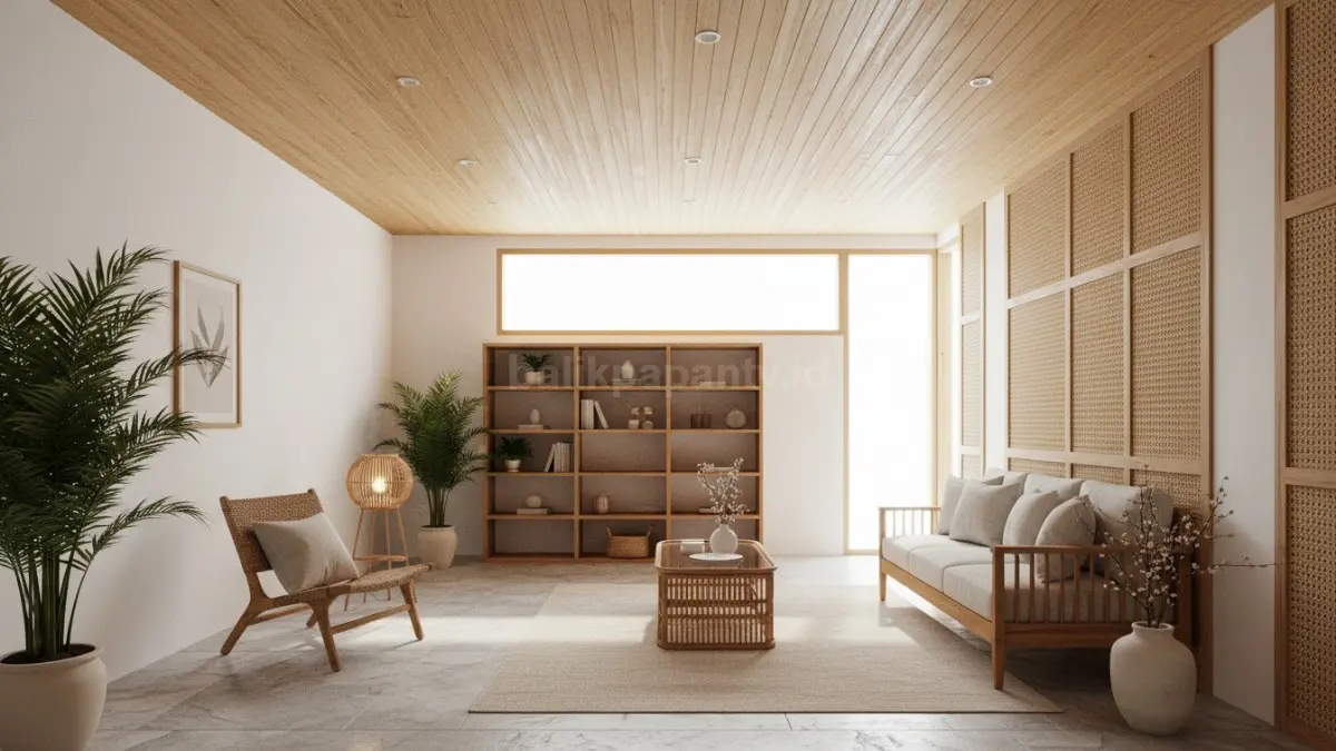Sudut santai rumah urban minimalis dengan tanaman indoor dan pencahayaan warm white. (BTV/Ai)
