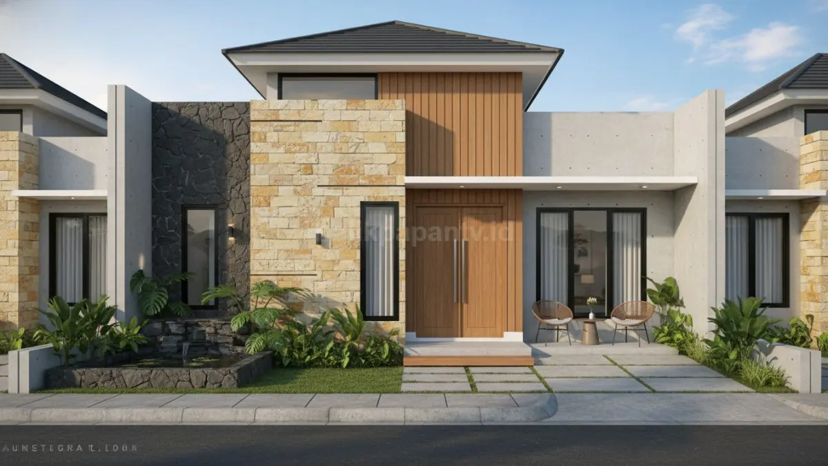Batu alam seperti andesit, paras Jogja, dan palimanan menjaga suhu rumah tetap stabil sekaligus memberi tekstur alami yang menawan. (BTV/Ai)