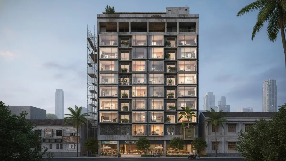 Gedung kantor lama mulai diubah menjadi apartemen mikro seiring meningkatnya tren kerja hybrid modern.(BTV/AI) 