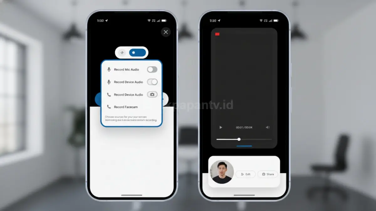 Ilustrasi fitur Screen Reaction Android 17 untuk kreator konten dan video tutorial mobile (BTV/Ai)