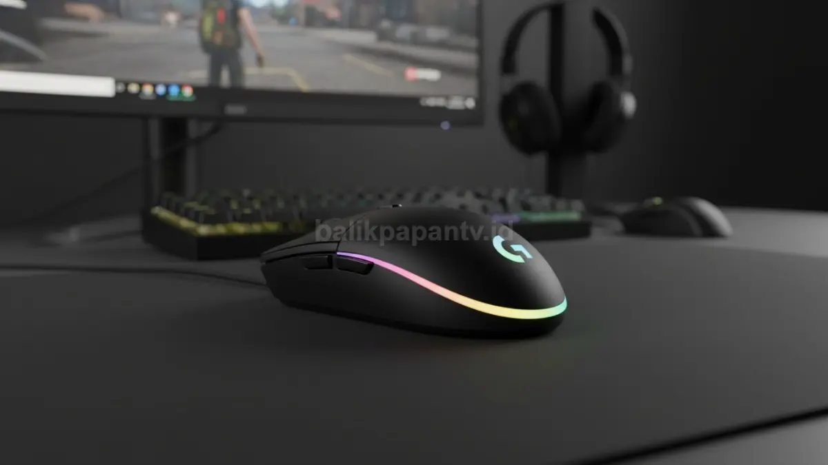 Logitech G102 digunakan untuk gaming FPS dengan fokus pada sensor stabil dan mouse feet PTFE. (BTV/Ai)
