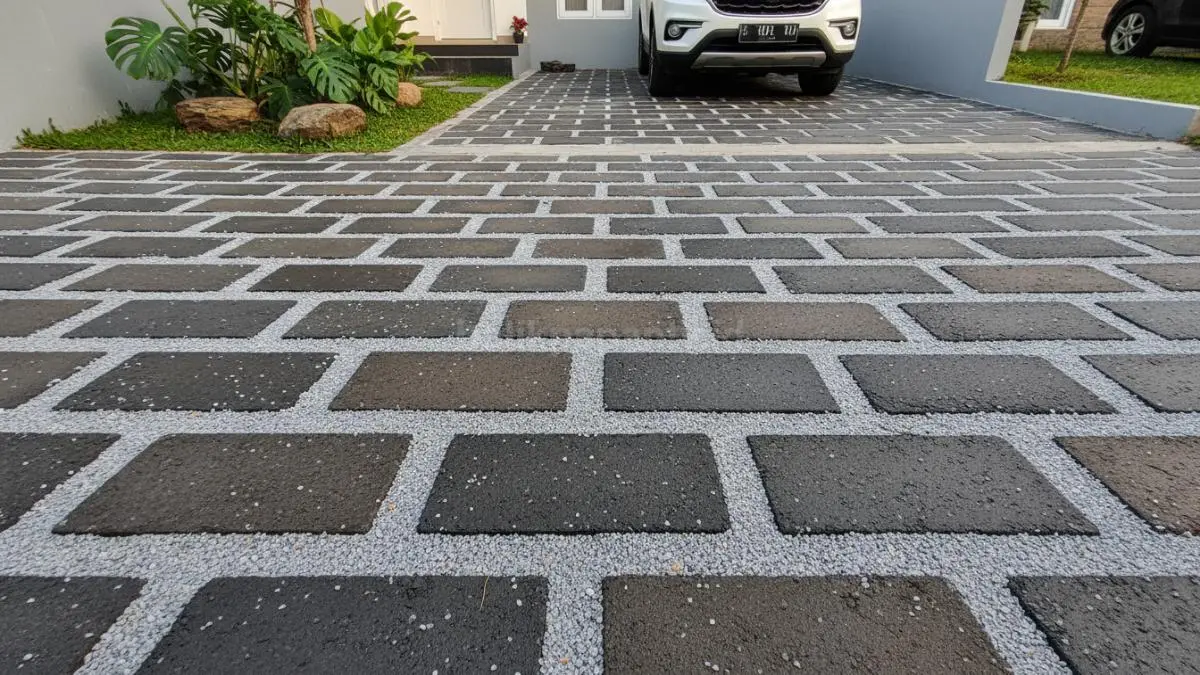 Pasir polimer membantu menekan pertumbuhan gulma sekaligus menjaga sela paving tetap rapi dan stabil. (BTV/AI)