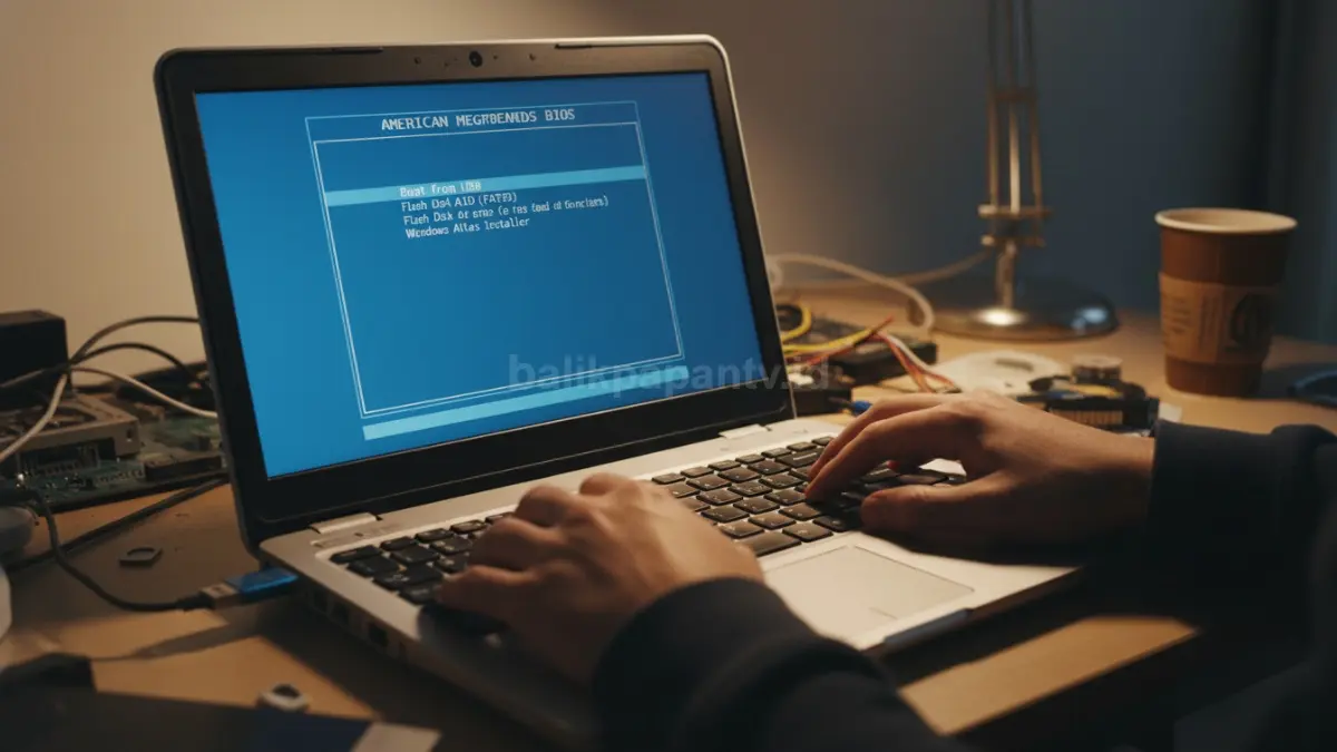 Proses instalasi Windows Atlas melalui BIOS menggunakan Flashdisk AIO pada laptop lama (BTV/Ai)