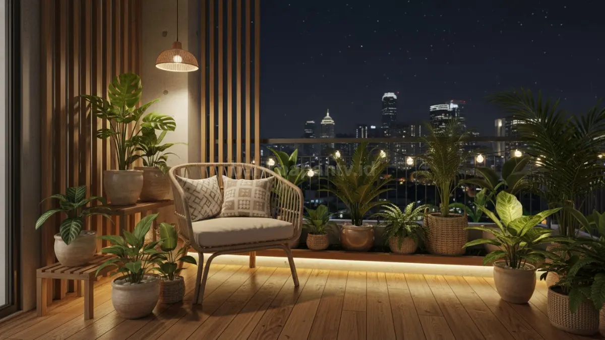 Rooftop Malam dengan Hidden Lighting (BTV/Ai)