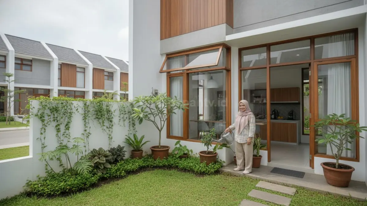 Taman kecil di sekitar rumah membantu menciptakan udara lebih sejuk dan suasana yang lebih segar alami. (BTV/Ai)