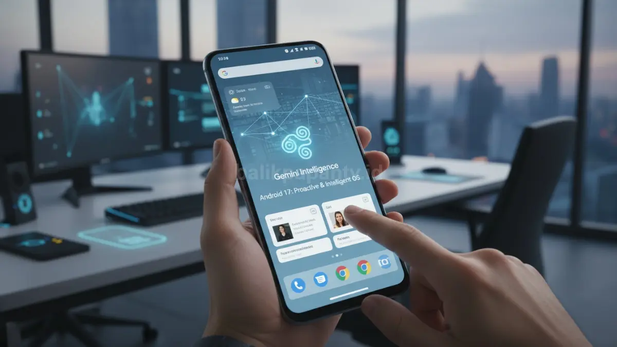 Tampilan Android 17 dengan integrasi Gemini Intelligence yang membuat sistem operasi bekerja lebih proaktif dan cerdas (BTV/Ai)