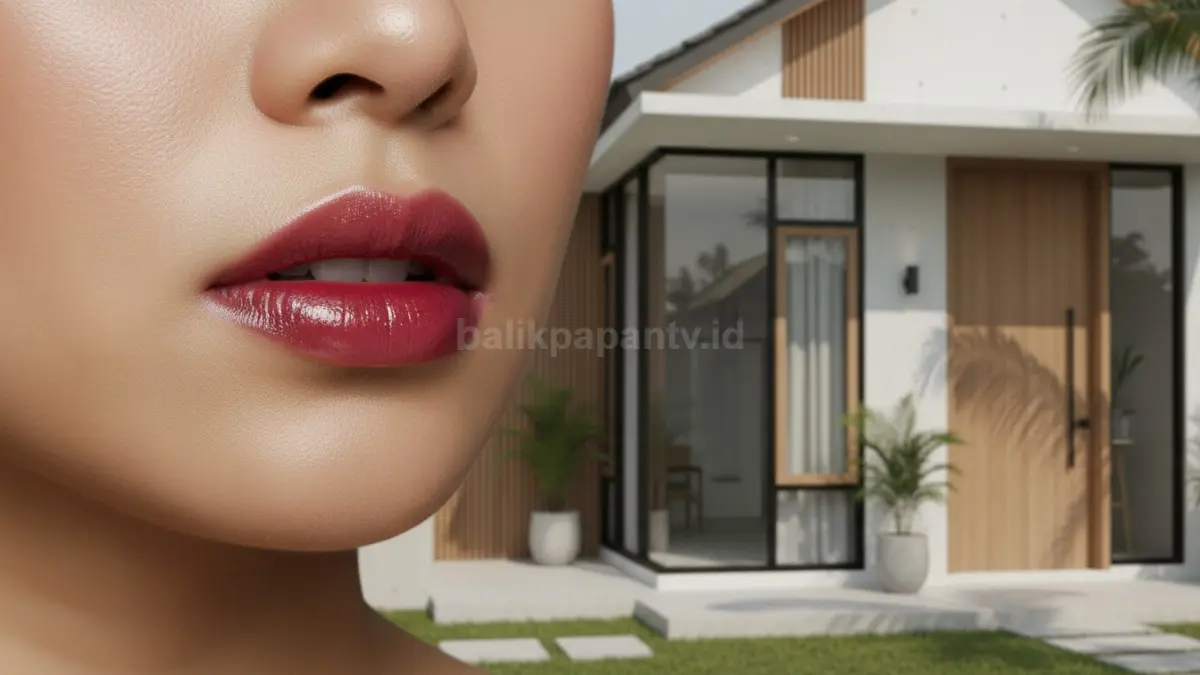 Warna berry stain glossy tipis dengan efek bibir sehat dan fresh sepanjang hari.
