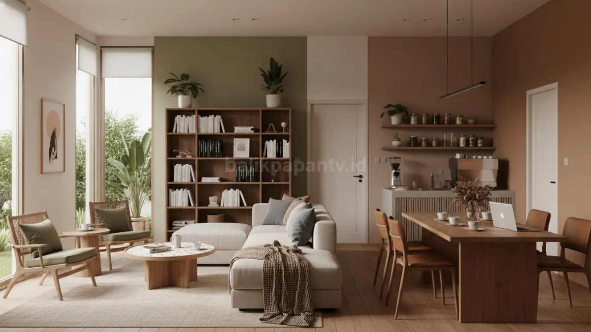 Warna earth tone membuat interior rumah terasa lebih hangat, tenang, dan modern.. (BTV/Ai)