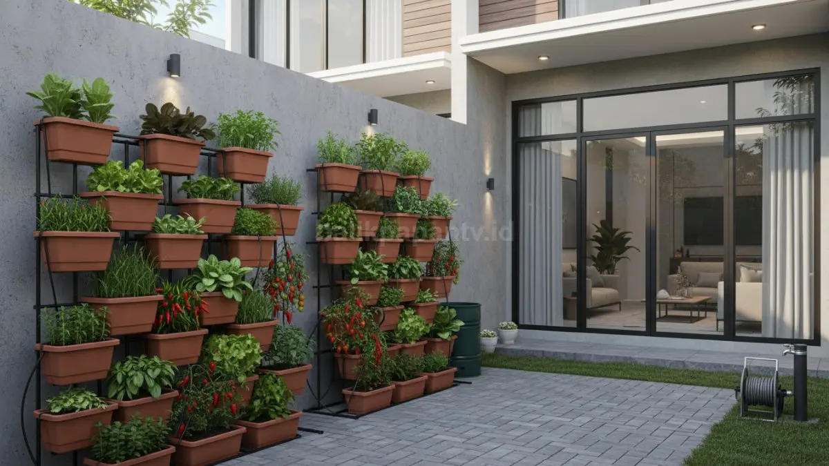 Pot modular susun fleksibel untuk halaman rumah sempit rapi mudah dipindah sesuai musim tanaman (BTV/Ai)

