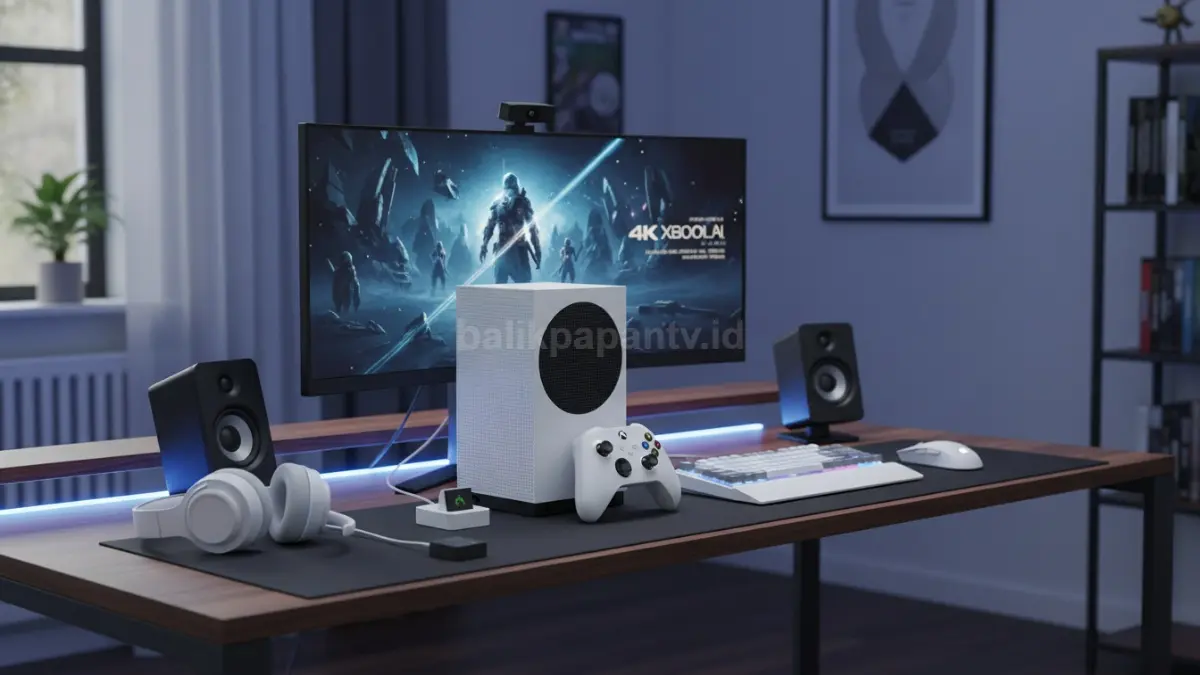 Xbox Series S putih dengan setup gaming modern, membahas apakah konsol ini masih layak dipakai di 2026 (BTV/Ai)