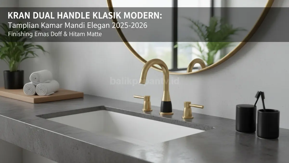 Kran dual handle klasik modern dengan finishing emas doff dan hitam matte, tampil mewah serta timeless. (BTV/Ai)
