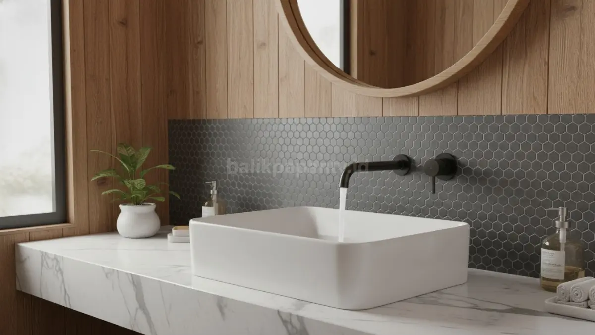 Kran wall mounted menghadirkan tampilan kamar mandi lebih rapi, modern, dan hemat ruang countertop. (BTV/Ai)

