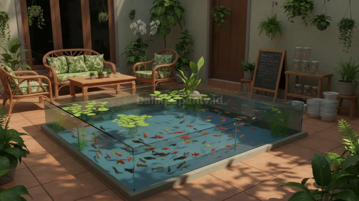 Kolam ikan hias campuran menghadirkan peluang usaha rumahan, mempercantik teras sekaligus menarik minat pembeli.