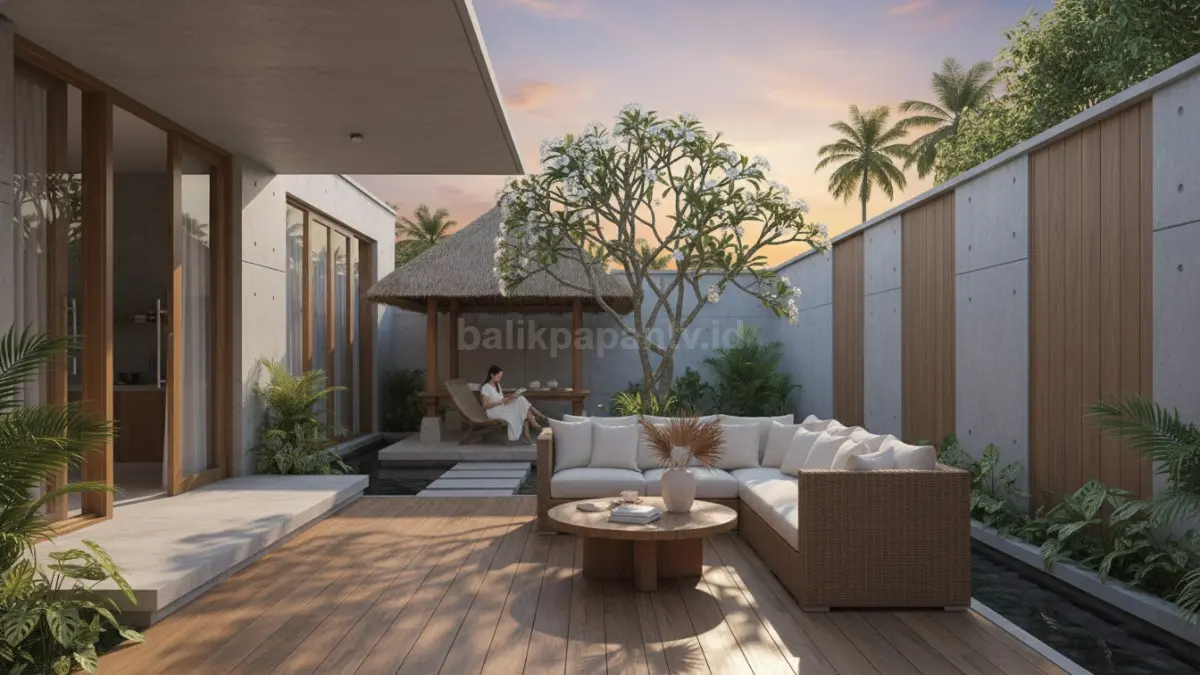 Area semi outdoor menghadirkan ruang transisi yang nyaman antara dalam dan luar rumah. (BTV/Ai)