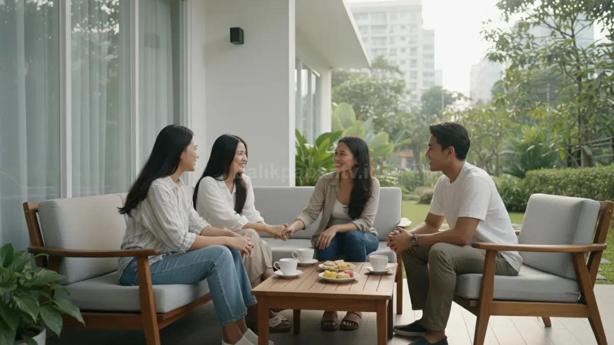 Interaksi bersama teman sebagai bentuk dukungan sosial untuk menjaga mental health.
