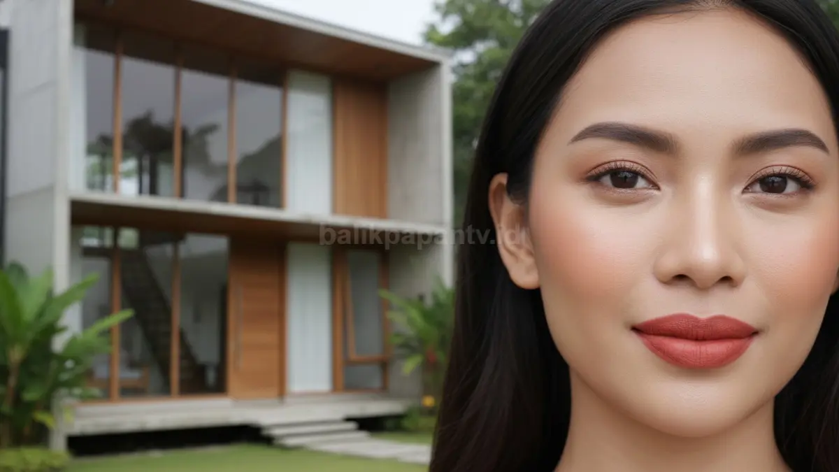 Kombinasi lipstik hangat dan foundation natural untuk aktivitas sehari-hari.
