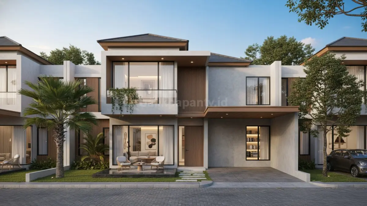 Konsep desain rumah minimalis adaptif milenial dan Gen Z dengan ruang terbuka modern, (BTV/Ai)