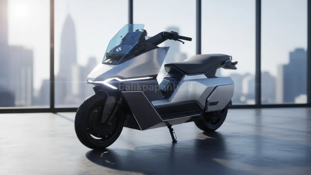 Motor listrik Omi Omo X dengan desain futuristik dan teknologi premium yang menarik perhatian pasar Indonesia.(BTV/Ai)