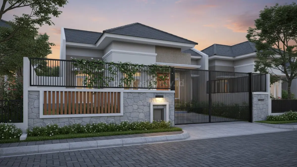 Pagar double layer system dengan dua lapis perlindungan yang memberikan keamanan ekstra pada rumah besar atau vila. (BTV/Ai)