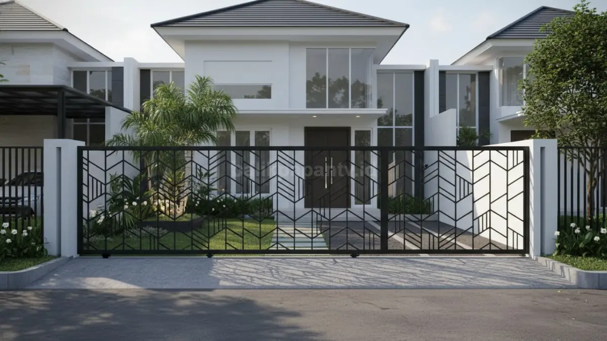 Pagar laser cutting geometris, modern minimalis dan elegan. (BTV/Ai)
