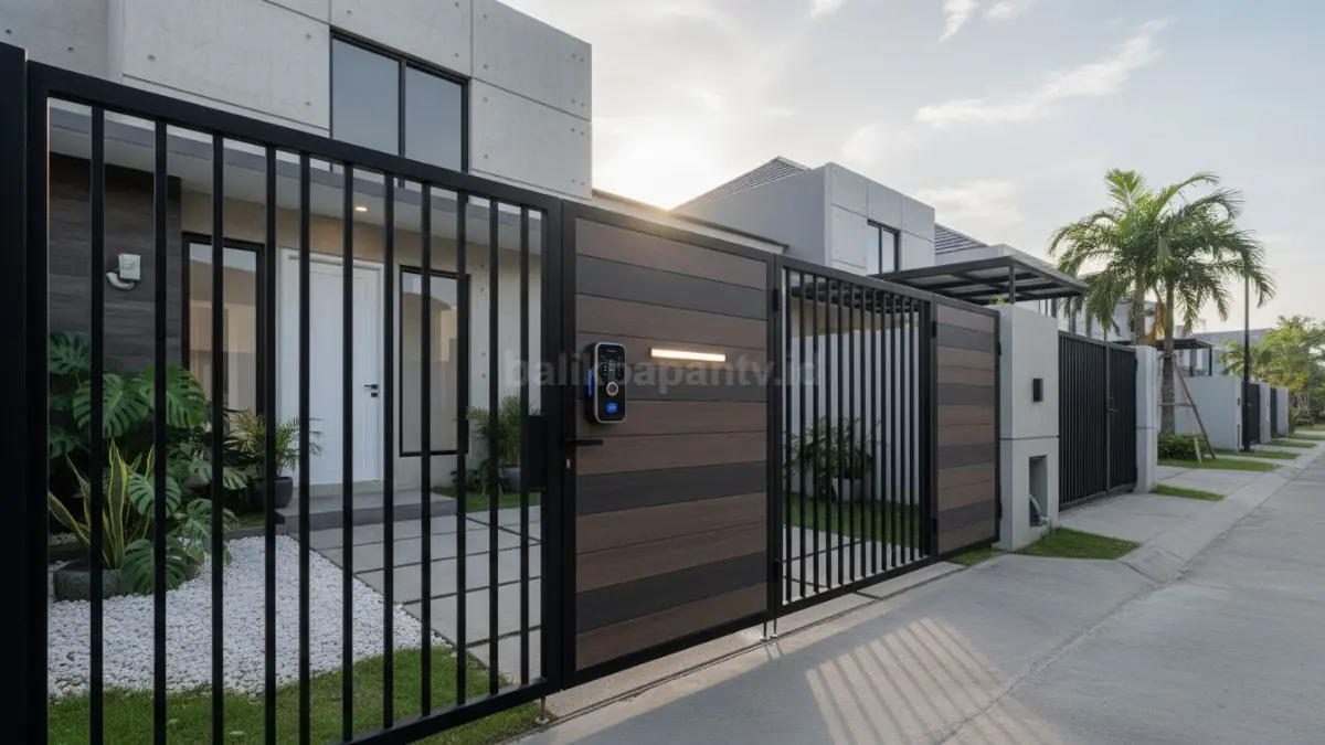 Pagar smart lock dengan sistem kunci digital yang meningkatkan keamanan melalui akses elektronik modern. (BTV/Ai)
