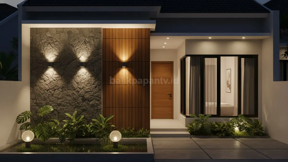 Pencahayaan eksterior berlapis membuat fasad tampil lebih elegan, dramatis, dan menarik saat malam hari. (BTV/Ai)