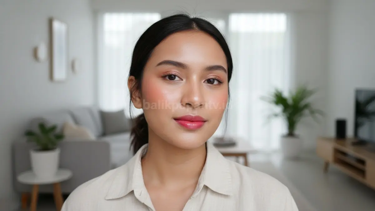 Penggunaan blush cream dan lip tint untuk menciptakan efek glow alami dalam waktu singkat.
