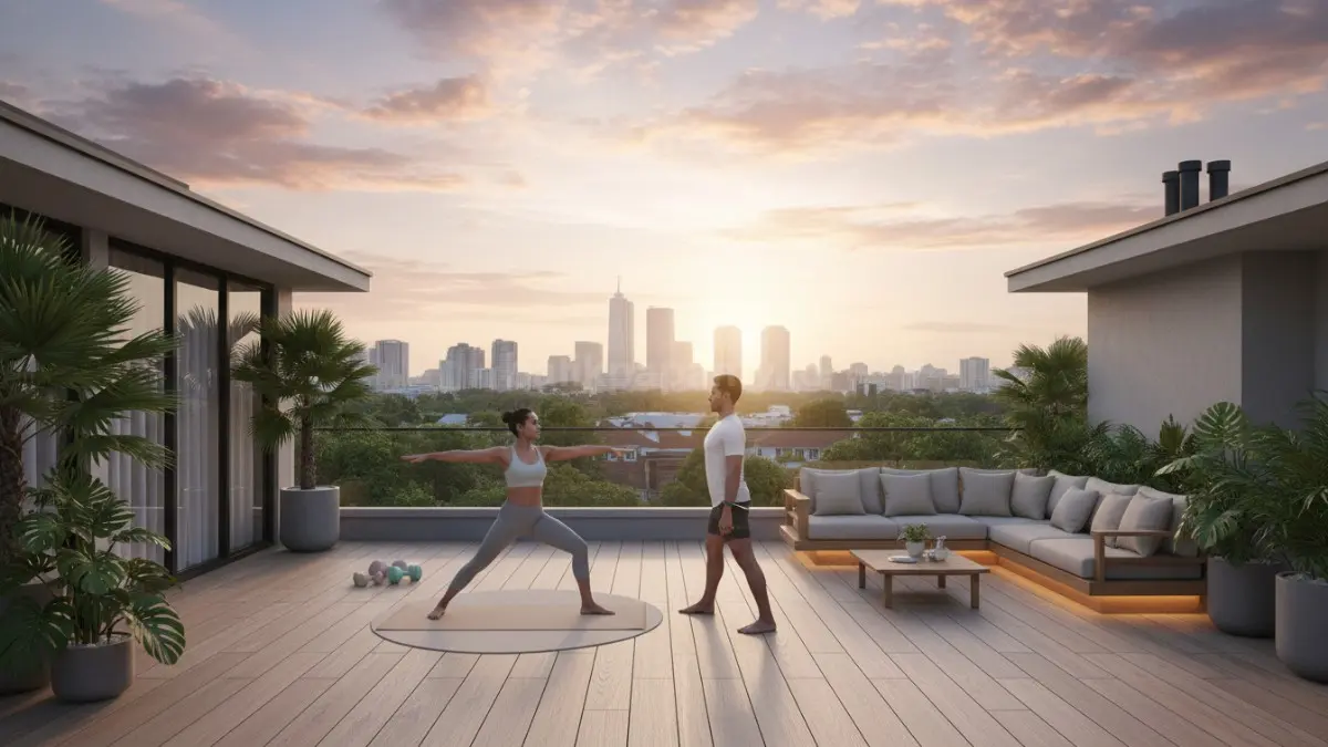 Rooftop menjadi area ideal untuk olahraga ringan dengan suasana terbuka yang segar dan menenangkan. (BTV/Ai)