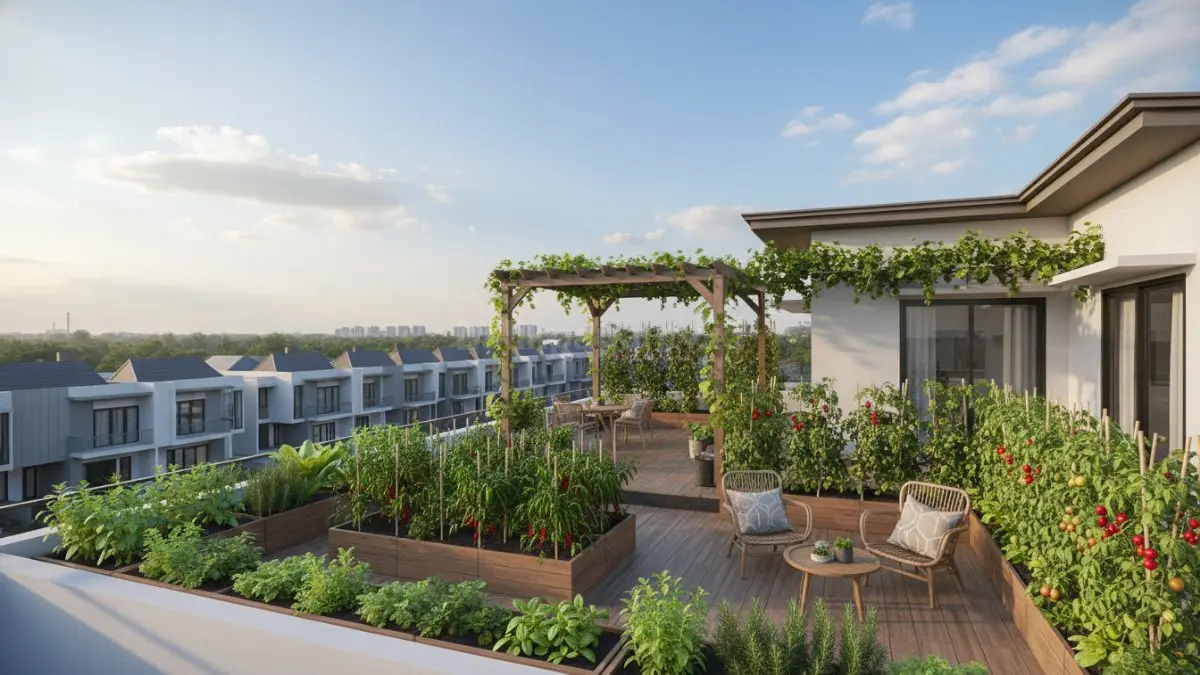 Rooftop untuk kebun produktif memungkinkan penghuni menikmati tanaman segar sekaligus memaksimalkan fungsi ruang. (BTV/Ai)