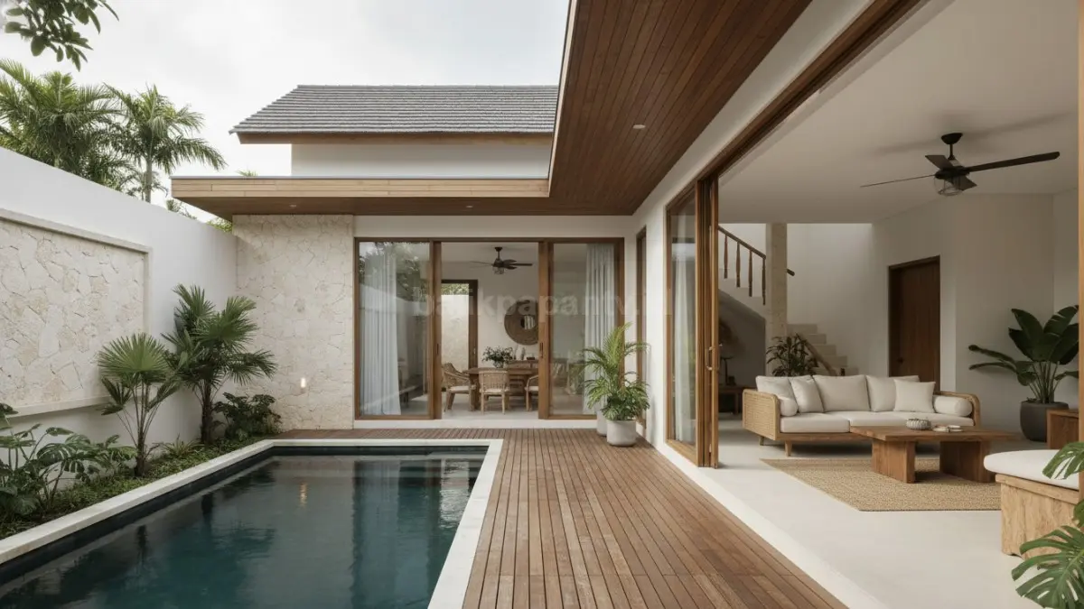 Rumah ala Bali modern dengan taman tropis, batu alam, dan pencahayaan alami yang menenangkan. (BTV/Ai)
