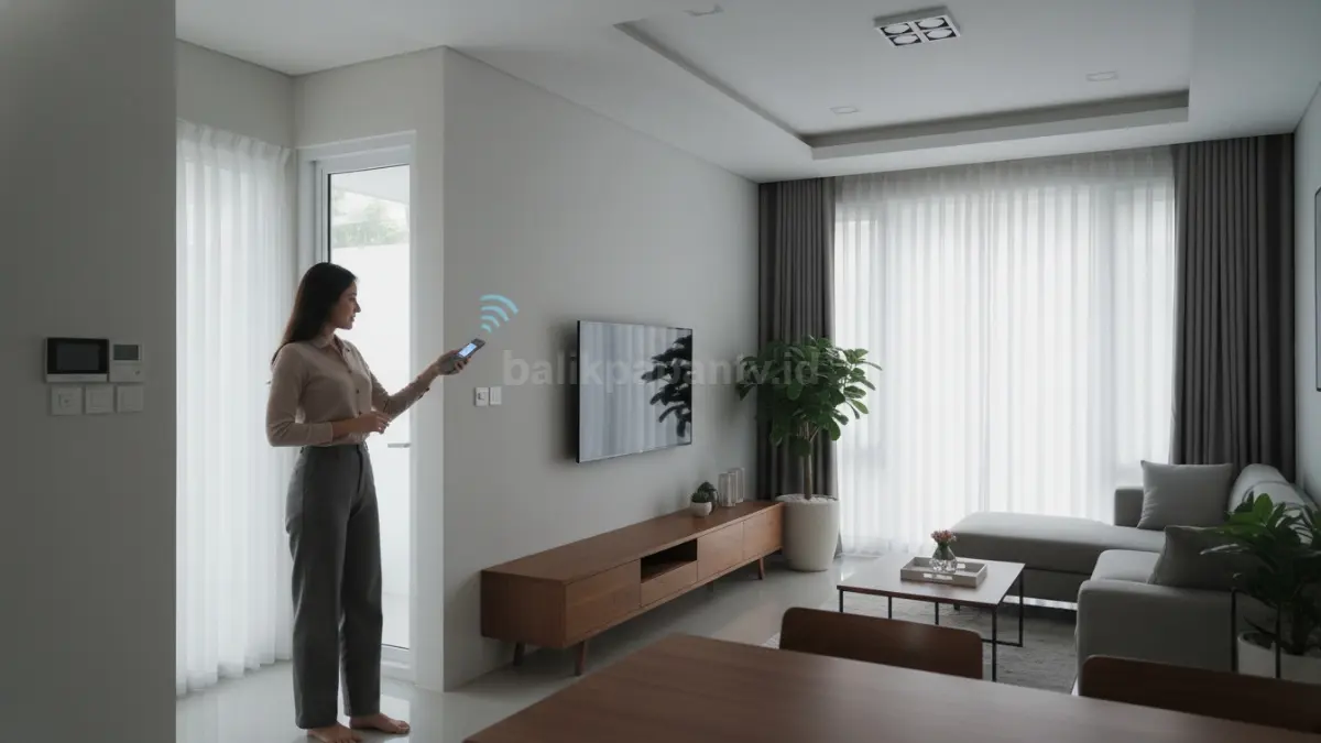 Rumah modern dengan sistem smart home, pencahayaan otomatis, dan desain minimalis yang terintegrasi.. (BTV/Ai)