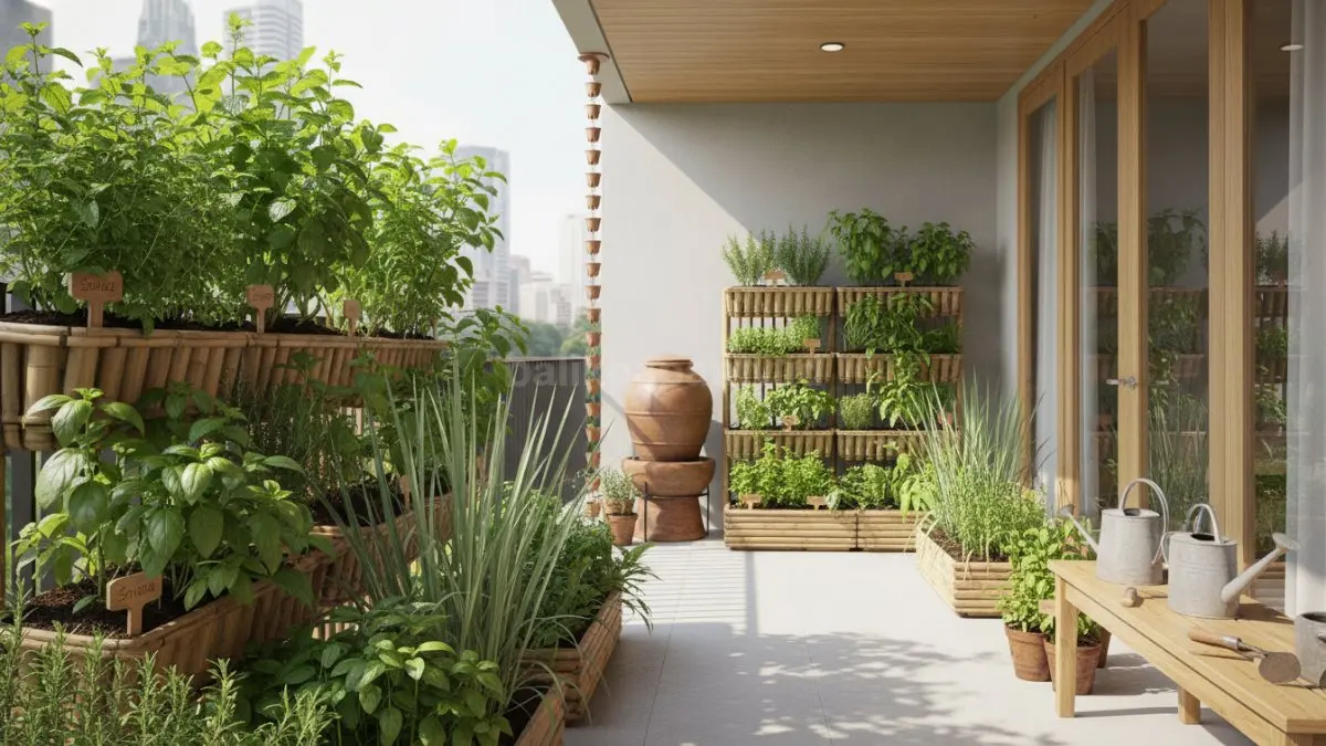 Taman herbal rumah tangga menyediakan tanaman dapur segar yang praktis untuk kebutuhan sehari-hari. (BTV/Ai)