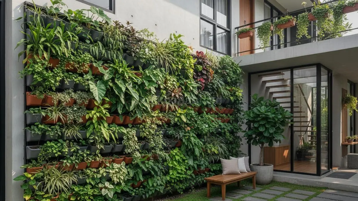 Vertical garden dinding hijau memaksimalkan ruang sempit sekaligus mempercantik tampilan dan meningkatkan kualitas udara. (BTV/Ai)