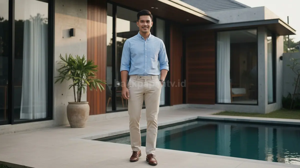Inspirasi smart casual pria dengan kemeja Oxford dan sepatu kasual yang terlihat rapi.
