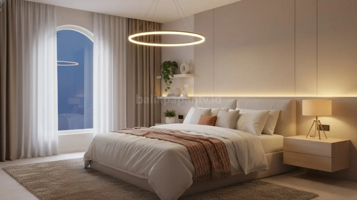 Lampu kamar tidur warm white modern dengan suasana hangat yang mendukung kualitas istirahat. (BTV/Ai)